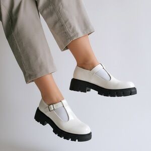 Elegant Madden Girl Haddie White Mary Jane Shoes Size8